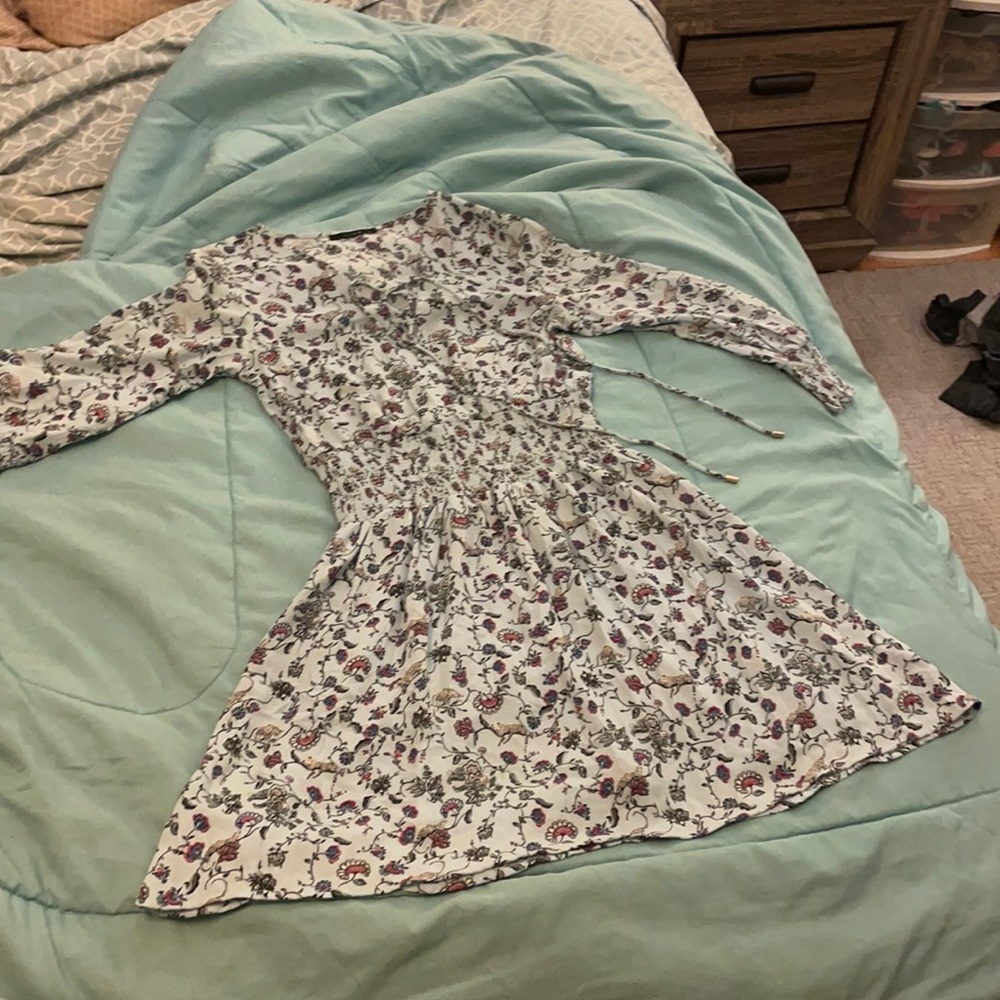 Blue dress with flower and animal print